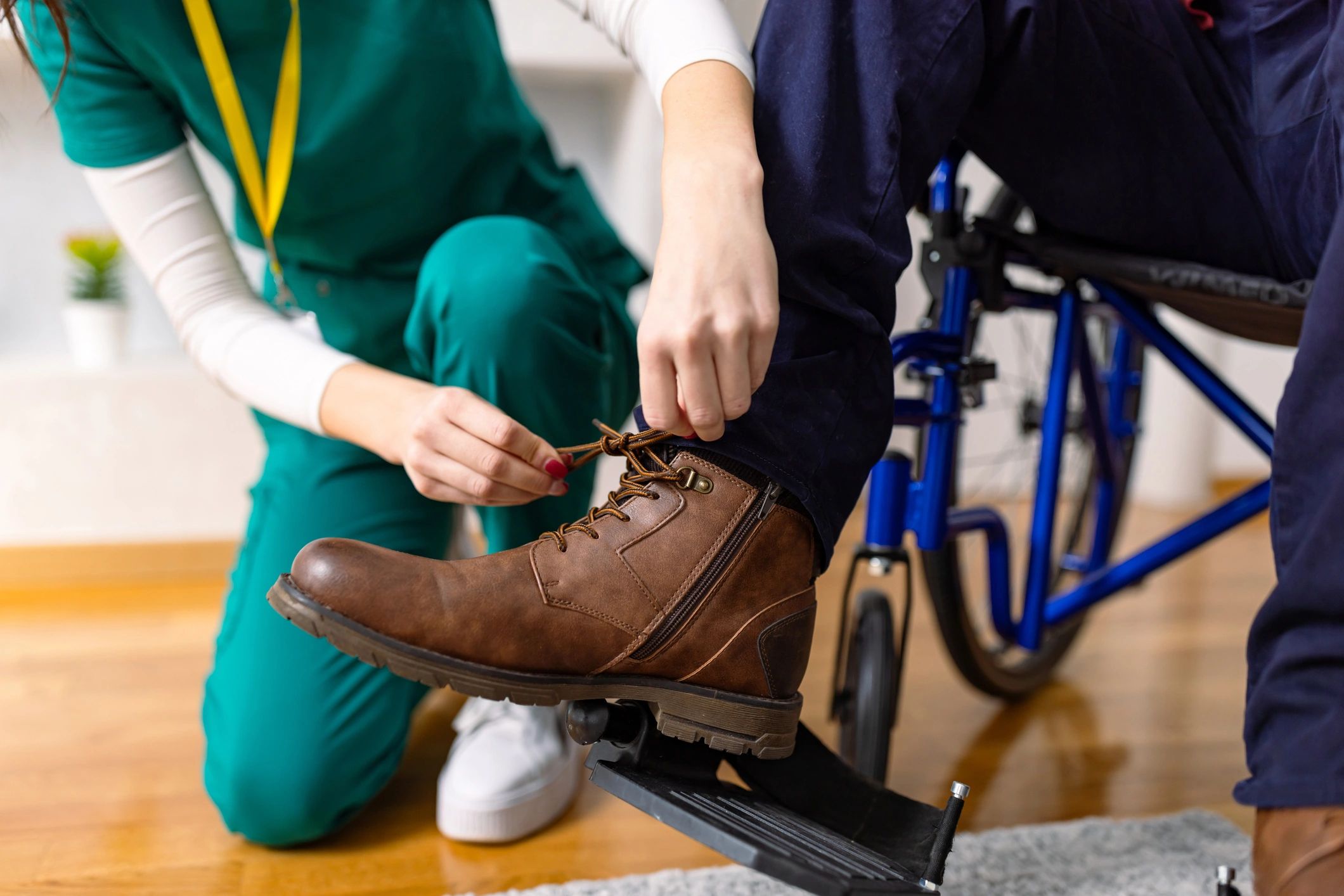 Caregiver helping with daily support at home